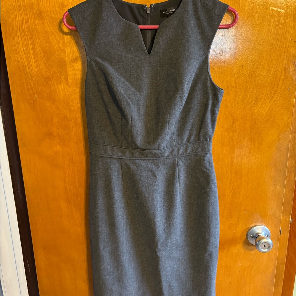The Limited Charcoal Gray V-Notch Sheath Dress